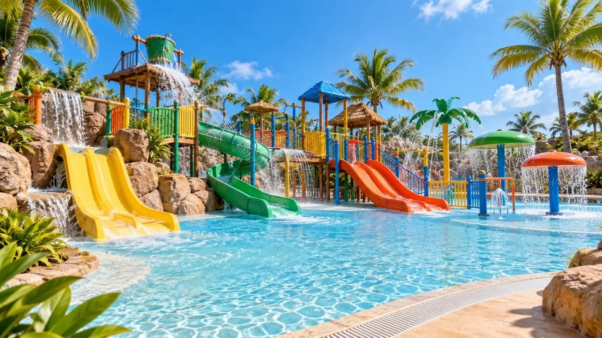 AI illustration of a family water park