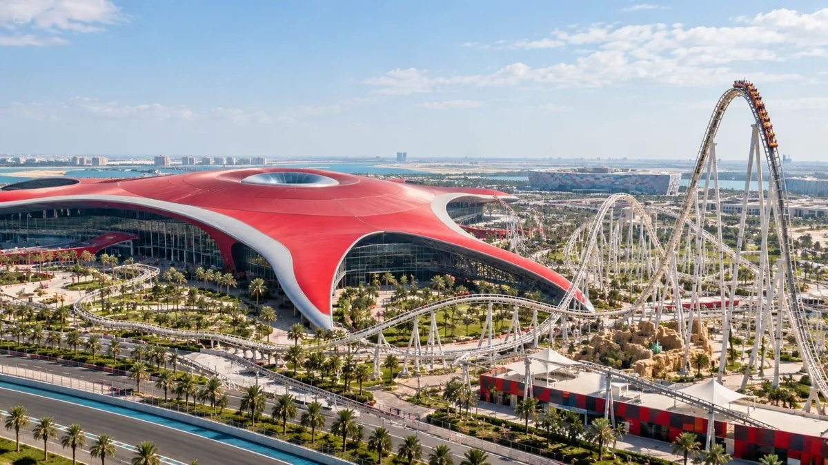 AI illustration of a racing-themed park with a red roof