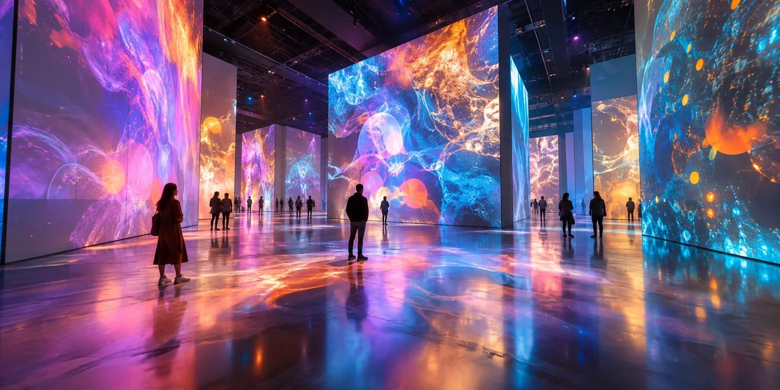 AI illustration of an immersive digital art gallery