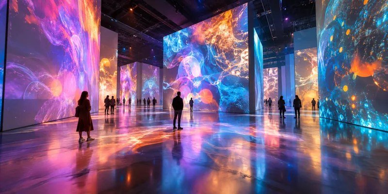 AI illustration of an immersive digital art gallery