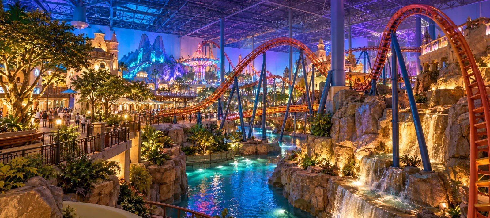 AI illustration of an indoor amusement park
