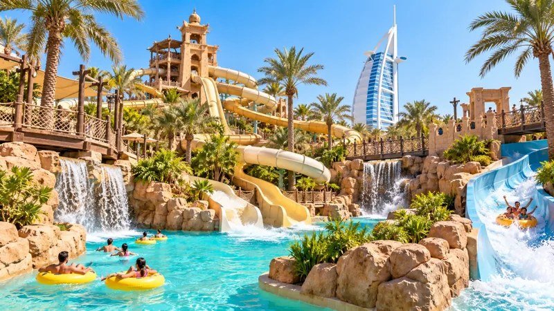 AI illustration of an outdoor water park